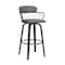 Armen Living Willow 25.5" Swivel Black Wood Counter Stool in Gray Faux Leather with Black Metal LCWIBABLKGRY26 - alternate 1